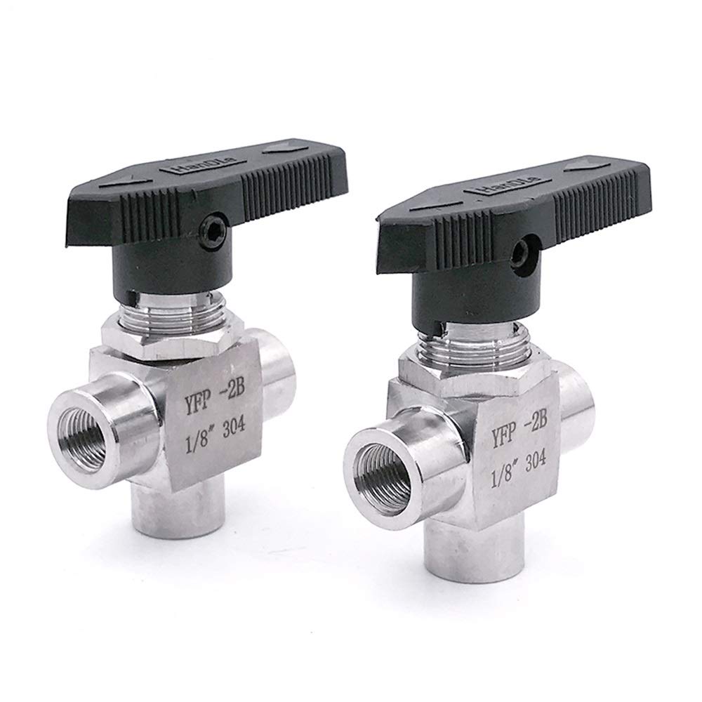 Válvula de bola en L de acero inoxidable 304 con rosca BSP hembra para agua, gas y aceite de 915 PSI