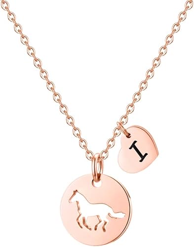 Collar de caballo para niñas collar de caballo de acero inoxidable plateadorosaoro para niñas collar de caballo hueco con dije de corazón con