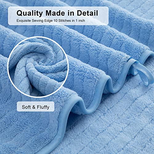 4 Piece Blue Stripe Large Bath Towels Set Oversized Bath Sheet Super Soft Breathable Jumbo Bathroom Towels Highly Absorbent Shower Towel Quick Dry Beach Chair Towel Spa Gym Hotel Towel Set #TOP5