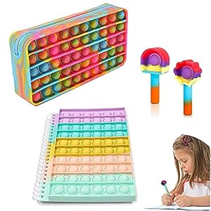 BKPAPTXY Notebook Potlood Box Pop Fidget Sensory Toy Pack Eenvoudige Poppet Popper Figetget Speelgoed Set Angst Stress…
