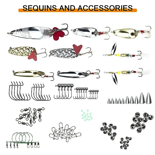 FREE FISHER 318pcs Fishing Lures Baits Accessories Kit Including Fishing Soft Lures, Hooks, Weights Sinkers, Jigs, Crankbait, Minnow, Swivels, Beads Terminal Tackle Kits for Fresh and Saltwater - Thumbnail 6