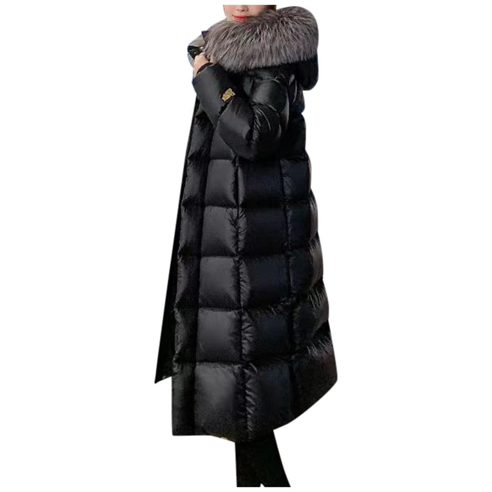 Generico Piumino Donna 100 Grammi Lungo Leggero con Cappuccio, Caldo, Taglie Forti Giacca Piumino Antivento da Donna Cappotti Oversize Elegante Abbigliamento Caldo Invernale