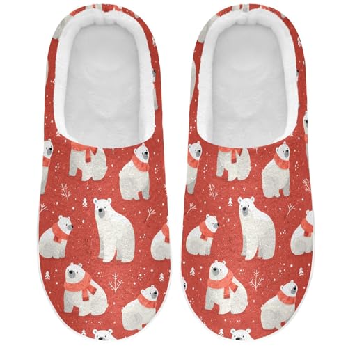 Fuzzy Memory Foam Slippers for Women/Men Arctic Bear Pattern Fluffy Winter House Shoes Indoor and Outdoor2
