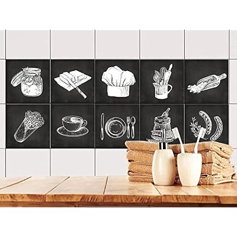 ANHUIB Black Kitchen Tile Stickers Set Cover