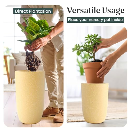 Image of YUCCABE ITALIA FOXB TPC 14 INCH Pots for Plants Highly Durable Polymers Lightweight Indoor Outdoor Plant Pots, Flower Pot Gamla Tree Planter Container Planters for Living Room, Balcony, Garden