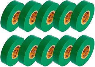 GTSE Green Electrical Tape, 10 Rolls – Waterproof, Industrial Grade Vinyl, 3/4 in x 66ft– Strong Self-Adhesive PVC Electric Tape for Wire Insulation, 7 Mil, 600V – UL/CSA Listed