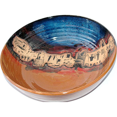 ALWAYS AZUL POTTERY Ruins Salad Bowl in Azulscape Glaze - Handmade Ceramic Pottery Bowl - Handcrafted Polished Stoneware - Unique & Stylish Glazed Bowl, Great for Soup, Salad, Cereal and More