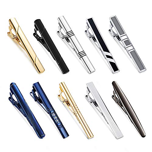 Jstyle 10Pcs Tie Clips For Men Tie Bar Clip Set For Regular Ties Necktie Wedding Business Clips A #TOP5