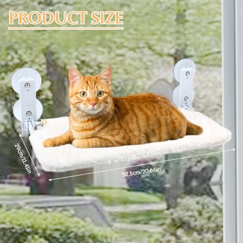 OctBird Plush Cat Hammock White,Cat Window Hammock,Kitten Bed,Cat Window Perches Rest for the Cats,Hanging Kitten Hammock - Image 3