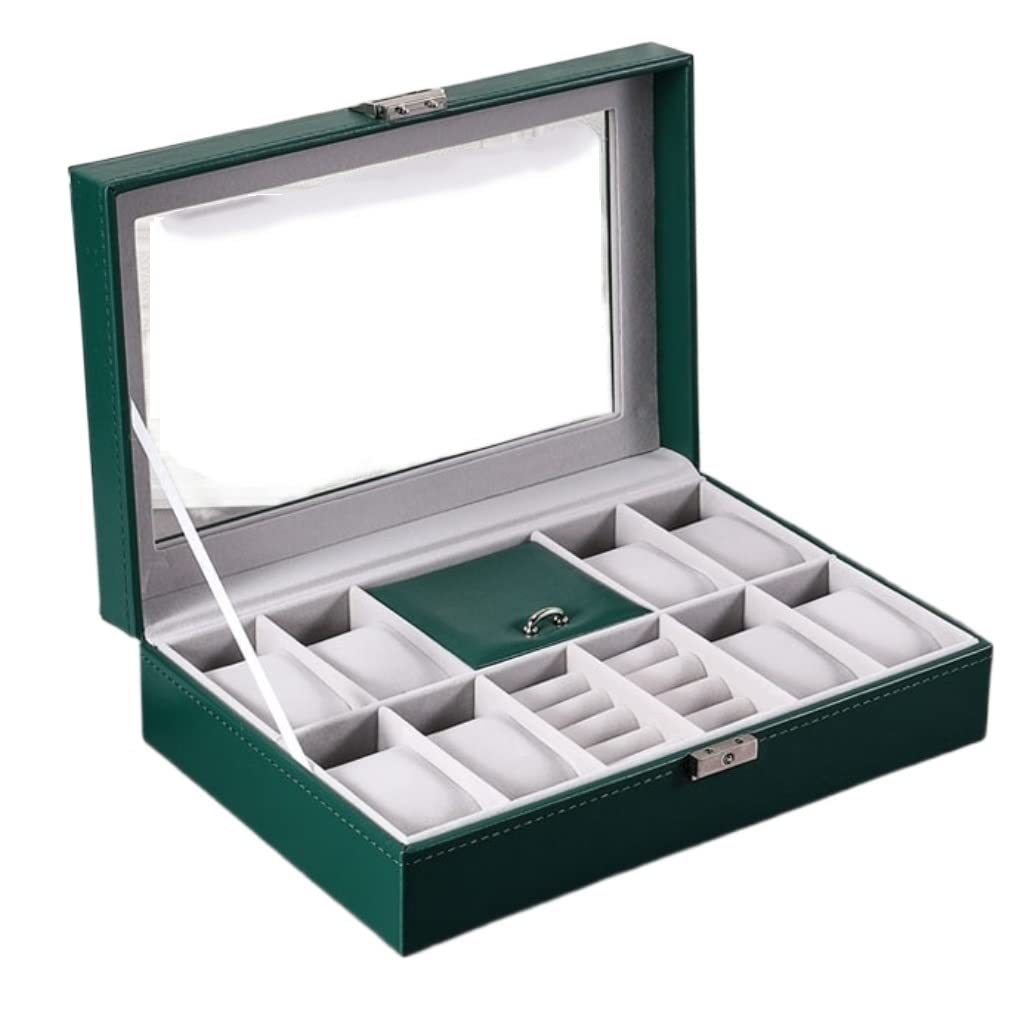 Caja De Reloj Caja de reloj con 8 ranuras, caja de joyería para anillo de hombre, caja de exhibición de reloj, caja de almacenamiento, organizador de almacenamiento de reloj Estuche Para Relojes ( Col