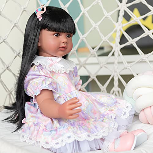 Muñeca Bebé Reborn Afroamericana 60 cm Realista miniatura 5