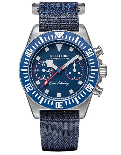 Montre homme bleue Seestern, le chronographe mécanique idéal du quotidien aux soirées