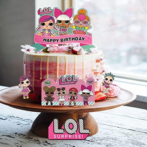 LOL Cake Toppers Happy Birthday Cake Decorating Surprise Doll Cupcake Toppers for Girls Birthday Party Decoration Supplies pack of 5