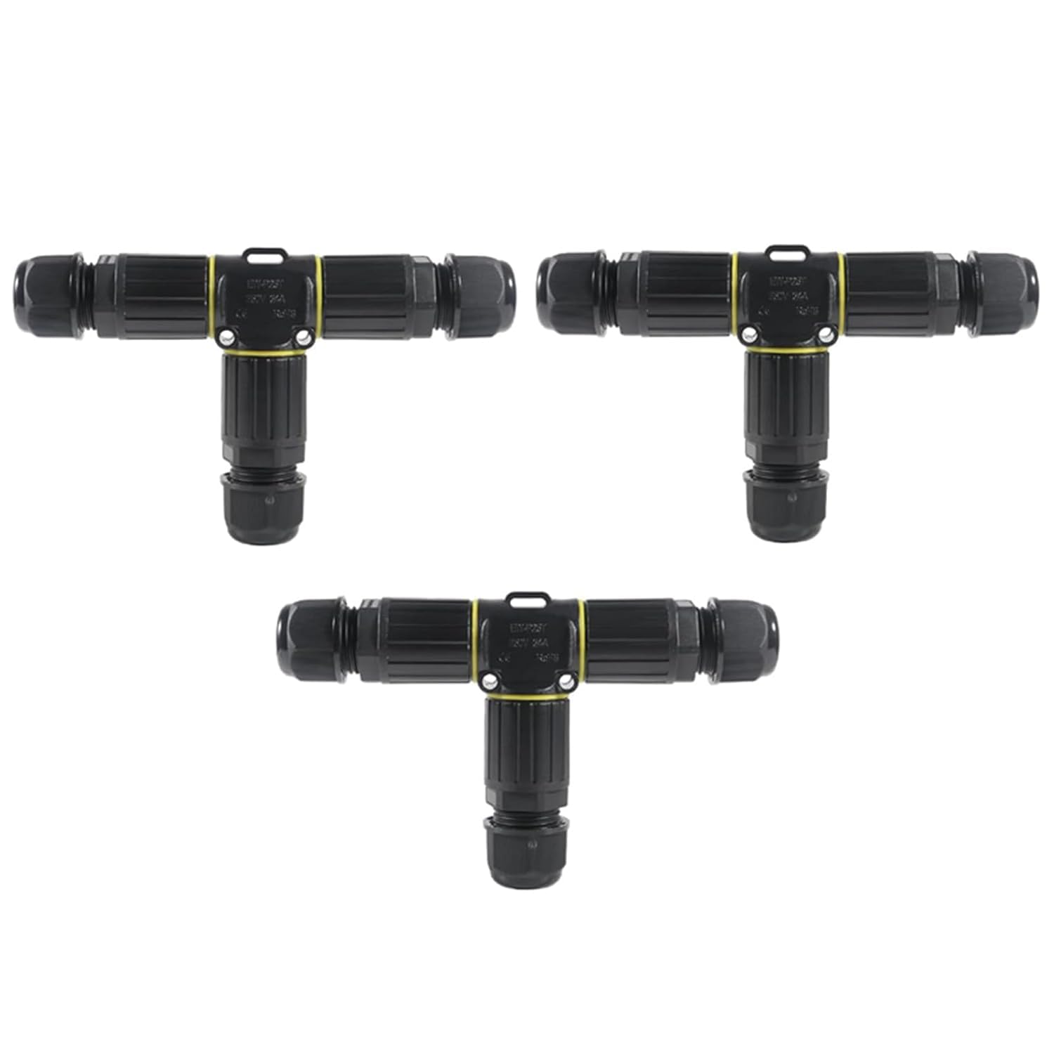 Dealikee 3PCS IP68 Waterproof Electrical Cable Connector, Outdoor 2 Pin T Shape Junction Box, Electrical Wire Connector for 5-9mm Wire Range