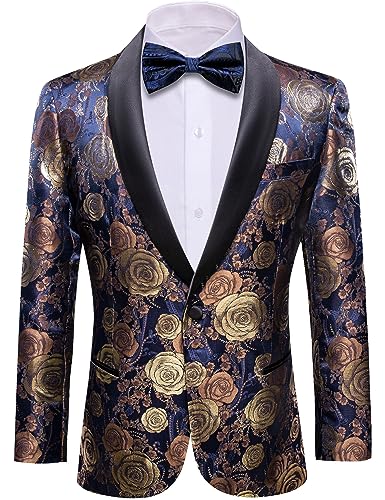 Image of Barry. Wang Men's Sport Coats & Blazers Flower Suit Jacket 1 Button Paisley Tuxedo Mardi Gras Carnival Parade Gift