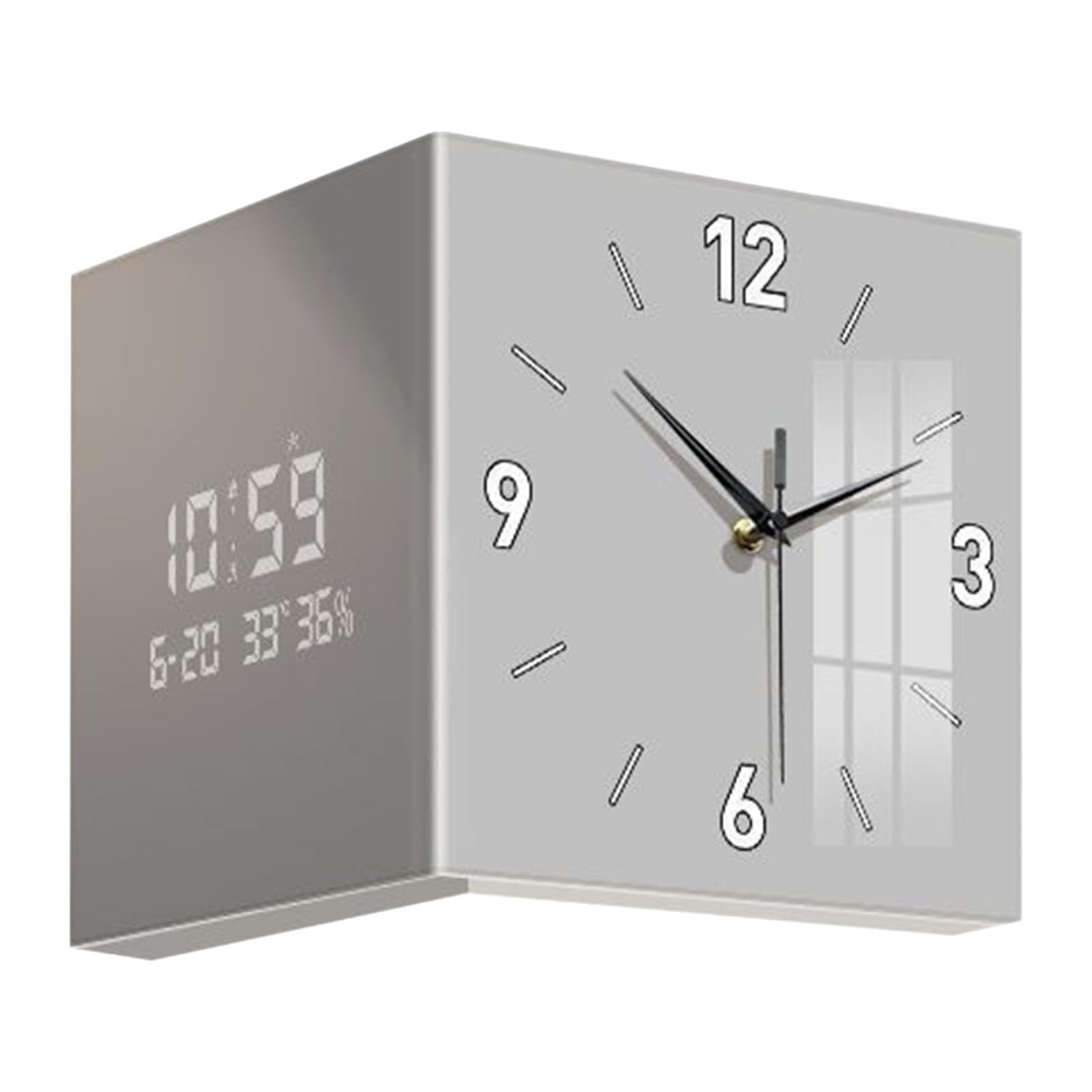 Orologio da Parete bifacciale angolare Attraente per Ufficio, Elegante, Che valorizza Qualsiasi Spazio con per Eleganza, Mentre L'Altro Lato Offre Schermo Digitale, Grigio, 30x30x30cm