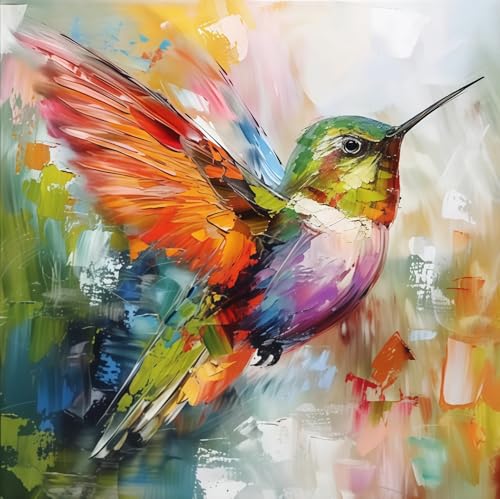 Paint by Numbers Kit for Adults Beginners Animal hummingbird Adult Paint by Number Kits On Canvas DIY Acrylic Oil Number Painting Kits for Beginners Color by Number for Home Wall Decor 16x16Inch