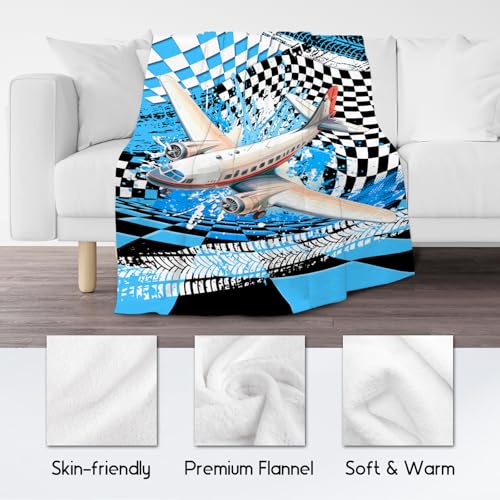 Boys Blanket Gifts, Kids Throw Blanket with Airplane Print, Fluffy Flannel Throw for Son Grandson, Gifts for Toddler, 30"x40"