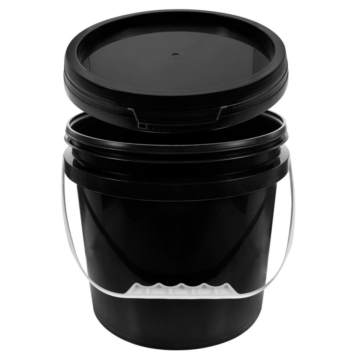 Cubo de Plástico con Tapa y Asa, 10l, Negro para Pintura | Recipiente Reutilizable de Pp, Boca Ancha, para Almacenar y Transportar Líquidos, Uso Profesional