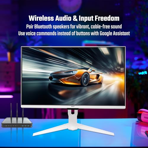 Image of acer GA321QU 31.5 Inch WQHD VA Gaming Smart Monitor, 180Hz Refresh Rate, Android OS, Wi-Fi, Bluetooth, Miracast, IoT, Webcam Support, Keyboard /Mouse Support, Ergostand, Remote Control, AMD FreeSync