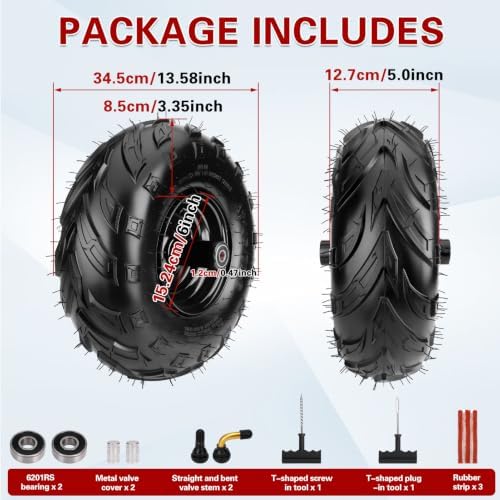 145/70-6 Mini Bike Tire with Mini Bike Front Wheel Rim Compatible with FRP GMB100 Coleman CT100U CC100X B100 Baja DB30 Motovox MBX10 MBX11 Monster Moto MMB80 MMB105 Mini Bike Parts — view 5