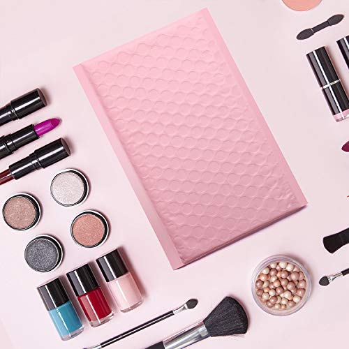 Image of Metronic 4x8 Inch Bubble Mailer 50 Pack, Waterproof Self Seal Adhesive Shipping Bags, Cushioning Padded Envelopes for Shipping, Mailing, Packaging, Light Pink Bulk #000, Bubble Mailers Usable Size 4x7