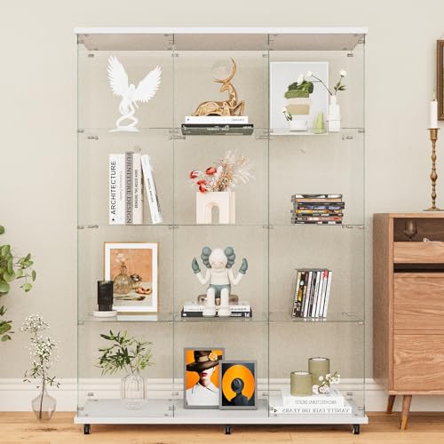 Image of Beauty4U White Glass Display Cabinet, 12-Shelf Curio Cabinet