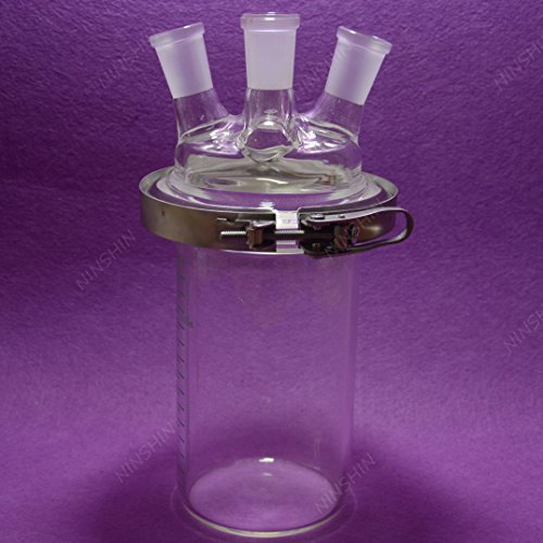 2000mL 24/?40 3-Neck,?Glass Cylinder Reactor,2 Litre Flat Bottom Reaction Flask