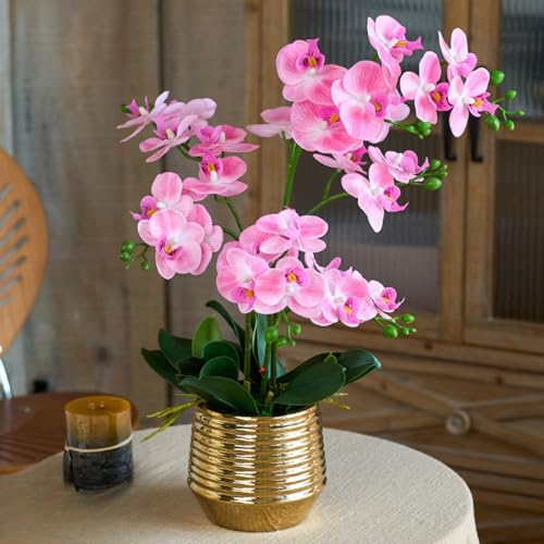 EVIGTOP 胡蝶蘭 造花 花瓶付き 本物そっくり インテリア 人工観葉植物 枯れない花 フェイクグリーン 北欧 シンプル リビング 玄関 寝室 オフィス ラック テーブル 窓 飾り アクセサリー 家の装飾 新築祝い 開店祝い ギフト用