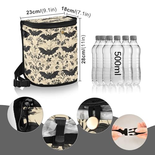 Image of MNSRUU Car Trash Can with Lid, Bats and Flowers Vintage Car Trash Bag Hanging Organizers and Storage for Front Back Seat, Leak-Proof Trash Bin