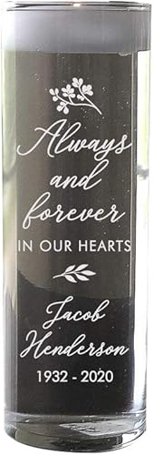 GiftsForYouNow - Jarrón de vela flotante con texto en inglés "Always and Forever in Our Hearts"