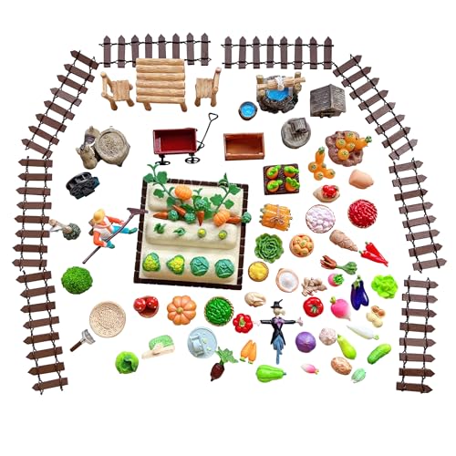 Anrher 85pcs Miniature Vegetable Garden Crops Pretend Play Toys DIY Farm Decoration Sets