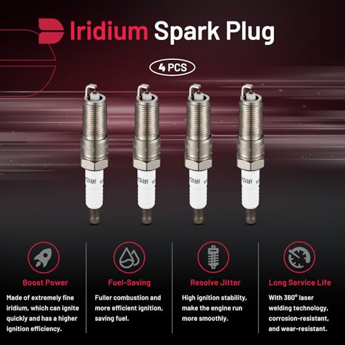Image of BDFHYK Set of 4 Iridium Spark Plug Compatible with Regal LaCrosse Equinox Malibu HHR Captiva Sport Terrain 9-5 G5 G6 Sky Vue Aura,2.0L 2.2L 2.4L L4 Engine Replacement for XP5263 12680076