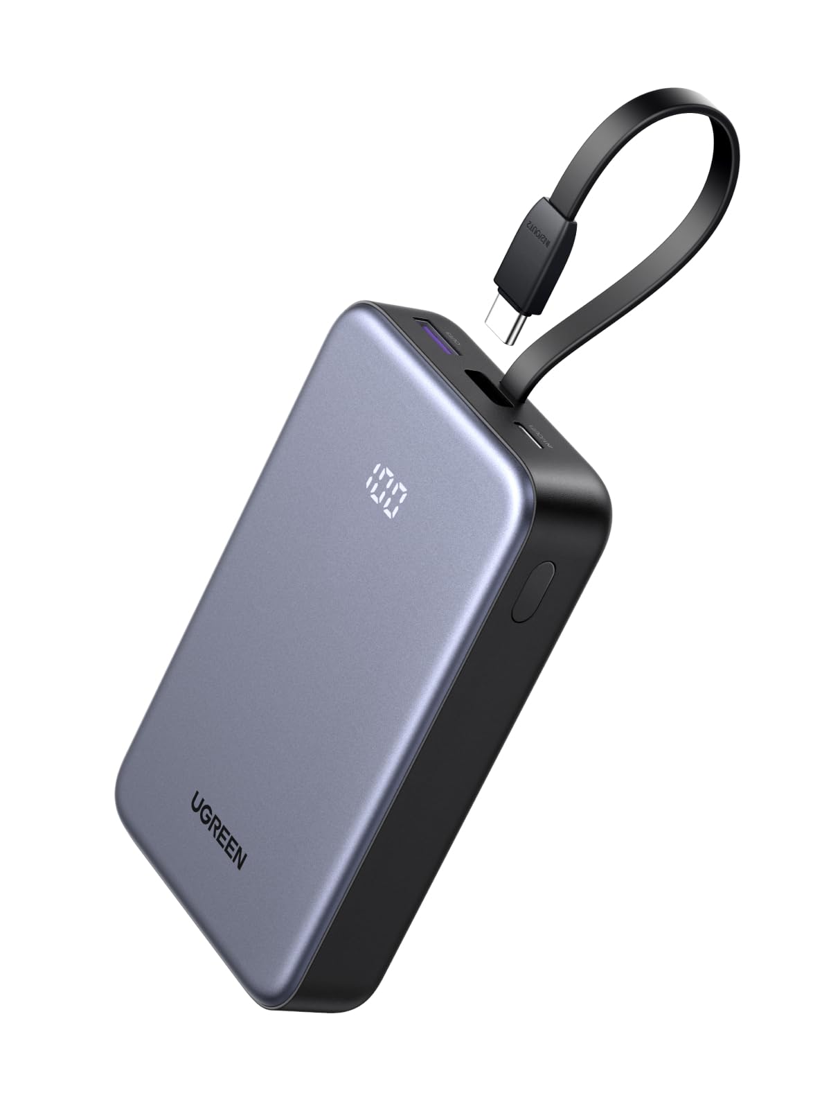 UGREEN Power Bank 20000mAh 22.5W, Batería Externa con Cable USB-C Integrado, Cargador Portátil Compatible con iPhone 16/15 Pro MAX Plus, Galaxy S24 S23 S22 Ultra, Pixel 9/8 XL