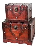 Vintiquewise(TM) Old Style Treasure Chest/Box, Set of 2