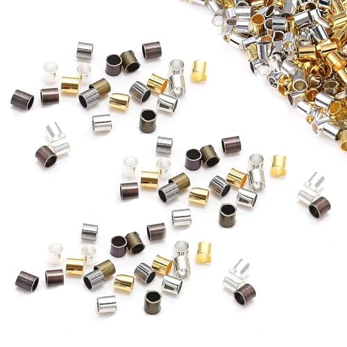 300 Stück Quetschperlen Tube Crimp Perlen Kupferrohr Crimp Perlen Gemischte Armband Lose Perlen Spacer Schmuckherstellung Ende Kappe für DIY Schmuck zubehörHerstellung 1.5mm/2.0mm/2.5mm