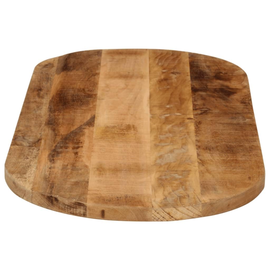 Owalny blat stołu 140 x 60 x 2,5 cm, szorstkie, masywne drewno mango, naturalne wykończenie, wszechstronny na stół jadalny, biurko, stolik pod komputer, blat roboczy