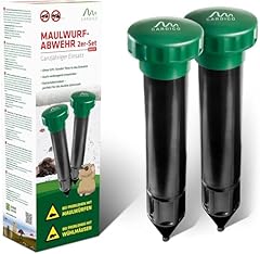GARDIGO® Maulwurf Vertreiber Basic 2er Set | Maulwurfschreck 400-1000 Hz für ca. 700m² | Maulwurfabwehr für den Garten | Einfacher Batteriewechsel durch Batteriewechselzylinder | Wühlmausschreck