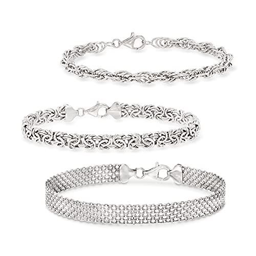 Ross-Simons Sterling Silver Jewelry Set: 3 Link Bracelets. 8 inches