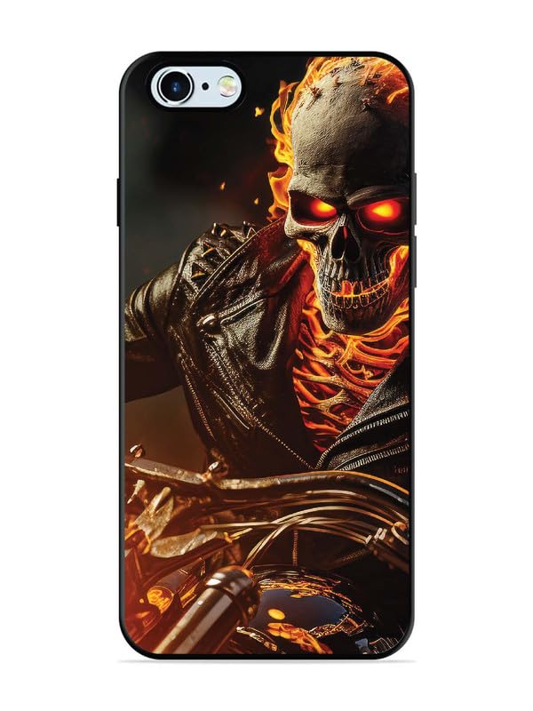 Leeon Printed Case for iPhone 6 | HD Print of Ghost-Rider-Marvel-Superhero | Metal Back + Soft TPU Edges | 360° Full Protection Case