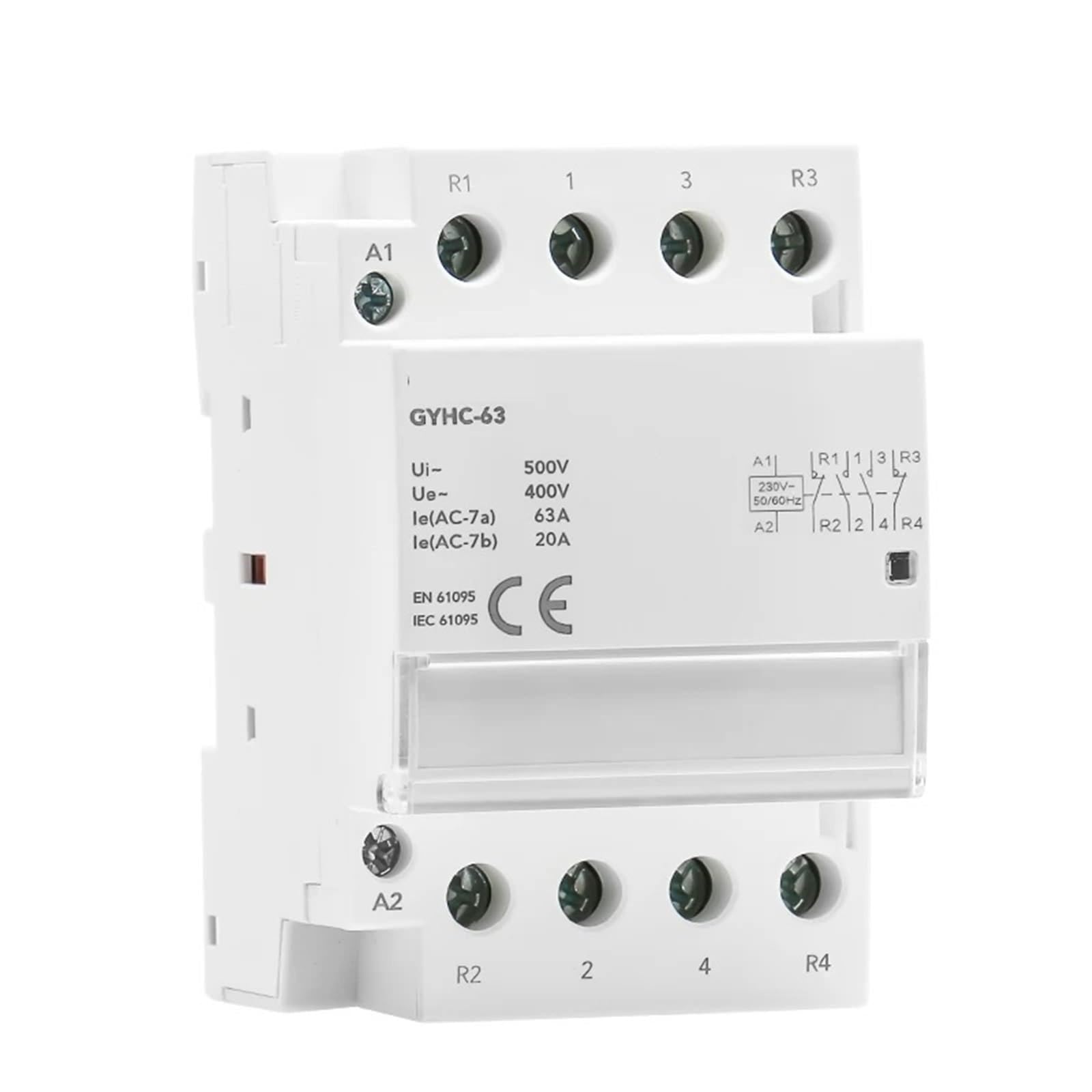 GVBAEPIEO 4P 40A 63A 4NO Or 2NC2NO 220V/230V 50/60HZ Din Rail Household AC Modular Contactor 4NC 3NO1NC 1Pcs(4P 63A 4NO 220V)