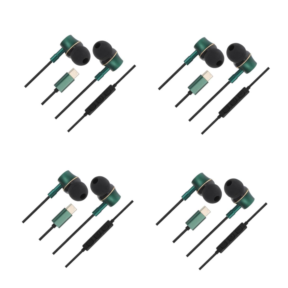 Uonlytech 4pezzi Cuffie Usb c Ergonomiche Con Microfono Isolamento Acustico Auricolari In-ear Controllo Volume Per Ufficio e Musica