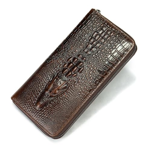 Men Leather Wallet Men's Long Wallet Leather Multi Card Clutch Bag(Brown) - Main Image