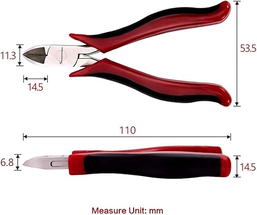 Miniatura 6 de SPEEDWOX Alicates diagonales Micro cortadores de alambre de 4 pulgadas, alicates finos de precisión, mini pinzas de plástico de corte lateral con