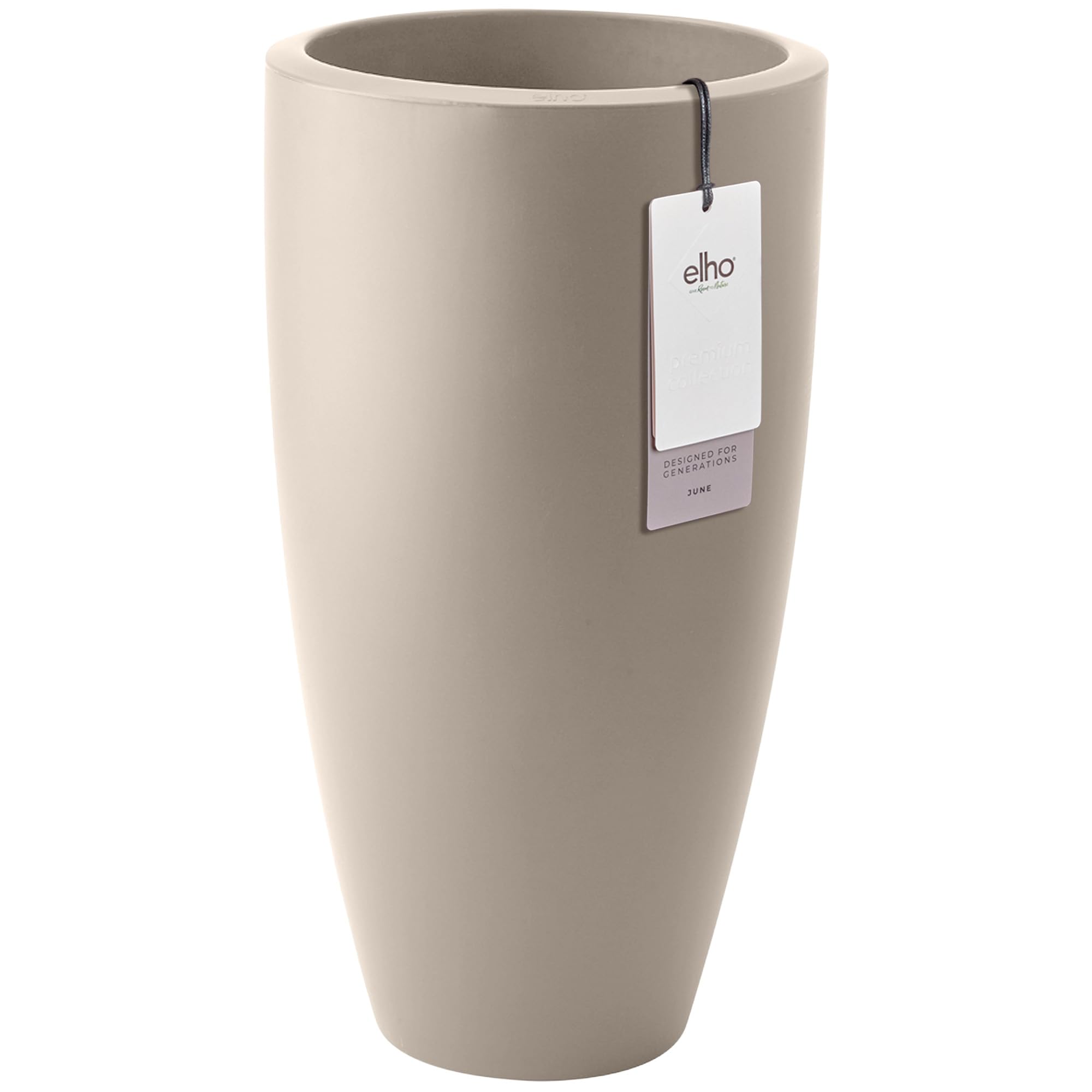 Elho Balanced Beige June Round High 30 - Plant Pot For Indoor & Outdoor - 100% Recycled Plastic - Ø 29.5 X H 52.5 Cm - Beige