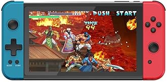 Powkiddy X70 HD Retro Handheld Game Console 7 inch Joystick FC Arcade Simulator Two-Player Battle, Built-in 3000+ Games( 32G Reddish Blue)