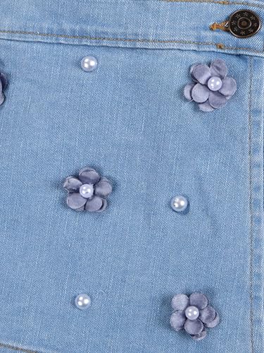 Image of KiddoPanti Girls Denim Over Lap Shorts