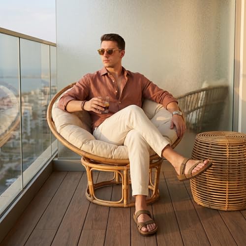 Image of CUSHIONAIRE Luna-M Slides for Men, Comfortable Cork Footbed Mens Sandals with Arch Support and Adjustable Buckle Strap