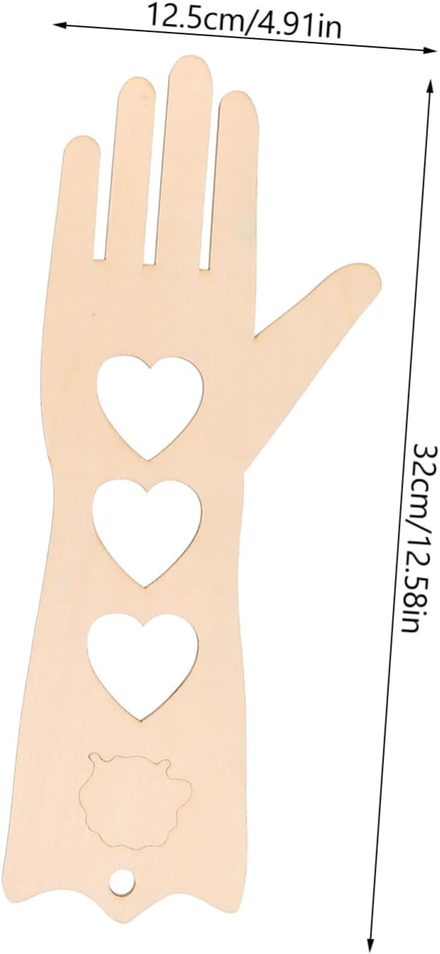 TEHAUX 1pair Natural Wooden Mitten Blockers Knitting Support Frame for Gloves Hollow Pattern Design for Knitters Finish Handmade Projects Crafting Display