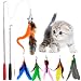 Tacobear 2 Piece Retractable Interactive Teaser Cat Wand 7 Refills Feathers, Cat Feather Toys For Cat